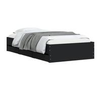 vidaXL Cama con Cajones, Somier de Listones, Armazón Base de Cama, Mueble para Dormitorio Hogar, Madera de Ingeniería Negra 90x200 cm