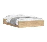 Cama Con Cajones Madera Ingeniería Roble Sonoma 140x200 Cm Vidaxl