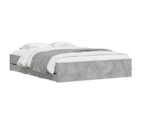 vidaXL Cama con Cajones, Somier de Listones, Armazón Base de Cama, Mueble para Dormitorio, Madera de Ingeniería Gris Hormigón 140x200 cm