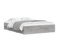 vidaXL Cama con Cajones, Somier de Listones, Armazón Base de Cama, Mueble para Dormitorio, Madera de Ingeniería Gris Sonoma 150x200 cm