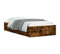 vidaXL Cama con Cajones, Somier de Listones, Armazón Base de Cama, Mueble para Dormitorio, Madera de Ingeniería Roble Ahumado 100x200 cm