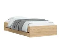 vidaXL Cama con Cajones, Somier de Listones, Armazón Base de Cama, Mueble para Dormitorio, Madera de Ingeniería Roble Sonoma 90x200 cm
