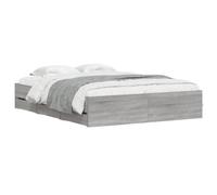 vidaXL Cama con Cajones, Somier de Listones, Armazón Base de Cama, Mueble para Dormitorio, Madera de Ingeniería Gris Sonoma 150x200 cm