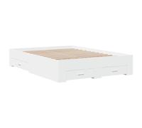 vidaXL Cama con Cajones, Somier Doble de Invitados, Estructura de Cama, Mueble para Dormitorio, Madera de Ingeniería Blanco 135x190 cm