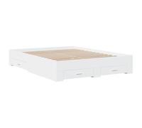 vidaXL Cama con Cajones, Somier Doble de Invitados, Estructura de Cama, Mueble para Dormitorio, Madera de Ingeniería Blanco 140x200 cm
