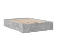 vidaXL Cama con Cajones, Somier Doble de Invitados, Estructura de Cama, Mueble para Dormitorio, Madera de Ingeniería Gris Hormigón 120x190 cm