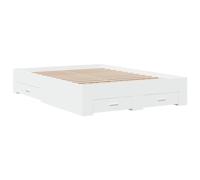 vidaXL Cama con Cajones, Somier Doble de Invitados, Estructura de Cama, Mueble para Dormitorio, Madera de Ingeniería Blanca 140x190 cm