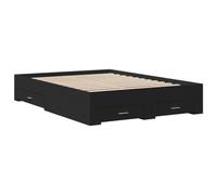 vidaXL Cama con Cajones, Somier Doble de Invitados, Estructura de Cama, Mueble para Dormitorio, Madera de Ingeniería Negro 135x190 cm