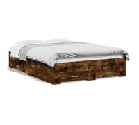 vidaXL Cama con Cajones, Somier Doble de Invitados, Estructura de Cama, Mueble para Dormitorio, Madera de Ingeniería Roble Ahumado 135x190 cm