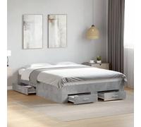 vidaXL Cama con Cajones, Somier Doble de Invitados, Estructura de Cama, Mueble para Dormitorio, Madera de Ingeniería Gris Hormigón 120x200 cm