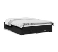 vidaXL Cama con Cajones, Somier Doble de Invitados, Estructura de Cama, Mueble para Dormitorio, Madera de Ingeniería Negro 140x200 cm