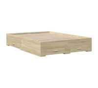 vidaXL Cama con Cajones, Somier Doble de Invitados, Estructura de Cama, Mueble para Dormitorio, Madera de Ingeniería Roble Sonoma 140x190 cm