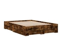 vidaXL Cama con Cajones, Somier Doble de Invitados, Estructura de Cama, Mueble para Dormitorio, Madera de Ingeniería Roble Ahumado 135x190 cm