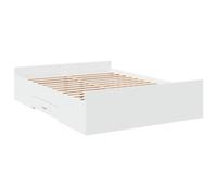 vidaXL Cama con Cajones, Somier Doble de Invitados, Estructura de Cama, Mueble para Dormitorio, Madera de Ingeniería Blanco 135x190 cm