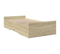 vidaXL Cama con Cajones, Somier Individual de Invitados, Estructura de Cama, Mueble para Dormitorio, Madera de Ingeniería Roble Sonoma 100x200 cm
