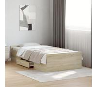 vidaXL Cama con Cajones, Somier Individual de Invitados, Estructura de Cama, Mueble para Dormitorio, Madera de Ingeniería Roble Sonoma 100x200 cm
