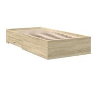 vidaXL Cama con Cajones, Somier Individual de Invitados, Estructura de Cama, Mueble para Dormitorio, Madera de Ingeniería Roble Sonoma 100x200 cm