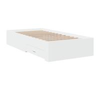 vidaXL Cama con Cajones, Somier Individual de Invitados, Estructura de Cama, Mueble para Dormitorio, Madera de Ingeniería Blanca 90x190 cm