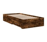 vidaXL Cama con Cajones, Somier Individual de Invitados, Estructura de Cama, Mueble para Dormitorio, Madera de Ingeniería Roble Ahumado 90x190 cm