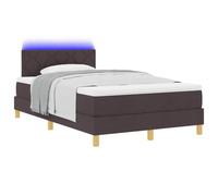 vidaXL Cama Box Spring LED con colchón Marrón Oscuro 120 x 190 cm Tela