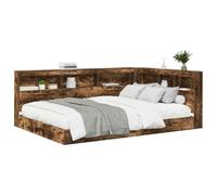 vidaXL Cama con Estantería con cabecera Roble Ahumado 140 x 200 cm, Soluciones de Almacenamiento para el Dormitorio, Cama Moderna Rectangular con Librero, Diseñada para Ahorrar Espacio