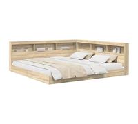vidaXL Cama con Estantería con Estante Roble Sonoma 180 x 200 cm, Cama Moderna y Duradera, Almacenamiento Rectangular, Muebles de Madera, estantería eficaz