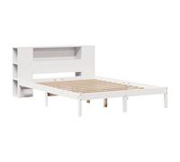 vidaXL Cama con estantería sin colchón Madera Maciza Blanca 120x200 cm