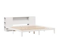 vidaXL Cama con estantería sin colchón Madera Maciza Blanca 200x200 cm