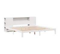 vidaXL Cama con estantería sin colchón Madera Maciza Blanca 200x200 cm