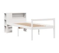 vidaXL Cama con estantería sin colchón Madera Maciza Blanca 75x190 cm