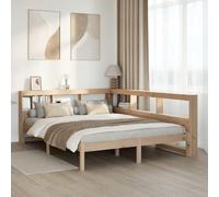 vidaXL Cama con estantería sin colchón Madera Maciza de Pino 140x190cm
