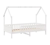 Cama con forma de casa de niños madera maciza blanca 90x190 cm