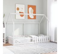 vidaXL Cama con forma de casa de niños madera maciza blanca 90x200 cm, estructura de cama con forma de casa para hijos, estructura de cama, estructura de cama para hijos