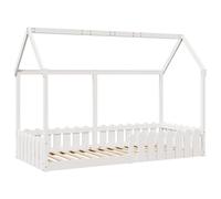 vidaXL Cama con forma de casa de niños madera maciza blanca 90x200 cm, estructura de cama con forma de casa para hijos, estructura de cama, estructura de cama para hijos