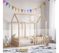 vidaXL Cama con forma de casa de niños madera maciza marrón 70x140 cm, estructura de cama con forma de casa para hijos, estructura de cama, estructura de cama para hijos