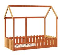 vidaXL Cama con forma de casa de niños madera maciza marrón 80x160 cm, estructura de cama con forma de casa para hijos, estructura de cama, estructura de cama para hijos