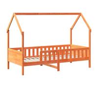 vidaXL Cama con forma de casa de niños madera maciza marrón 80x200 cm, estructura de cama con forma de casa para hijos, estructura de cama, estructura de cama para hijos