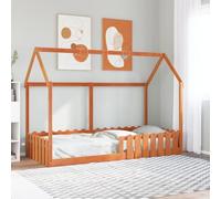 vidaXL Cama con forma de casa de niños madera maciza marrón 90x200 cm, estructura de cama con forma de casa para hijos, estructura de cama, estructura de cama para hijos