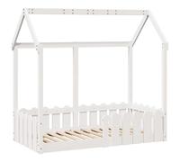 vidaXL Cama con forma de casa infantil madera maciza blanco 70x140 cm