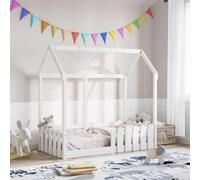 vidaXL Cama con forma de casa para niños madera maciza blanco 70x140cm, estructura de cama con forma de casa para hijos, estructura de cama, estructura de cama para hijos