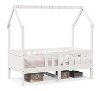 vidaXL Cama con forma de casa para niños madera maciza blanco 80x160cm, estructura de cama con forma de casa para hijos, estructura de cama, estructura de cama para hijos