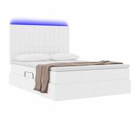 vidaXL Cama con Luces de Tiras LED con cabecera Puro 140 x 200 cm PVC, Diseño de Dormitorio, Forma Rectangular, Estilo Moderno, Materiales duraderos, Muebles Elegantes, Espacio Funcional, Accesorios