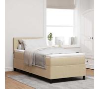 vidaXL Cama con Base de Resortes con Colchón Beige Claro 80x200 cm Tela de Terciopelo