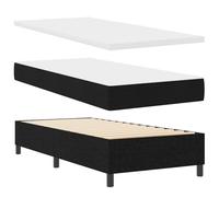 vidaXL Cama con Resortes con Colchón & Banco Negro 80X200 cm Tela Diseño Contemporáneo Soporte Cómodo Montaje Fácil Muebles de Dormitorio Topper de Espuma Adulto Marco Duradero Combo