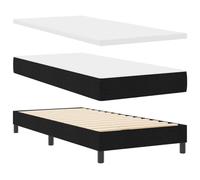 vidaXL Cama con resortes y colchón, Textil Negro y Espuma, 100 x 200 cm, Soporte de Varias Zonas, Tapicería Suave, Duradera. Incluye Topper, Cabecero montado en la Pared, Estructura de Madera. Muebl