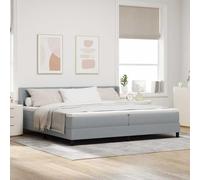 vidaXL Cama con somier Box Spring y cabecero Ajustable en Gris Claro, 200 x 200 cm, diseño Moderno, Funda removible, Espuma de Alta Densidad. Muebles para Dormitorio, Conjunto de colchón, Marco Multi
