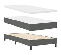 vidaXL Cama con Somier Colchón Gris Oscuro 80x200 cm Tela, Cabecero Acolchado con Botones Gris Oscuro 80 cm Tela