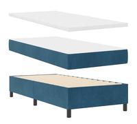 vidaXL Cama con somier con colchón & Banco Azul Oscuro 100X200 cm | Diseño Moderno - Terciopelo Resistente a Las Manchas - Montaje fácil Incluido. Muebles de Dormitorio - Cama Individual