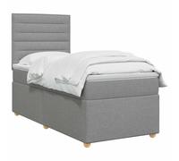 vidaXL Cama con somier con colchón, color gris claro, 100 x 200 cm, tela | Ofrece un soporte perfectamente equilibrado, adaptable a la altura deseada, iluminación USB práctica y de bajo consumo