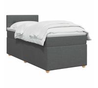 vidaXL Cama con somier con colchón, color gris oscuro, 100 x 200 cm, tela | Comodidad agradable con ajuste de altura, proporciona un ambiente fresco con iluminación integrada, mejor soporte y